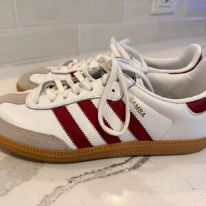 Adidas Samba Cloud White and Collegiate Burgundy with Gum Sole